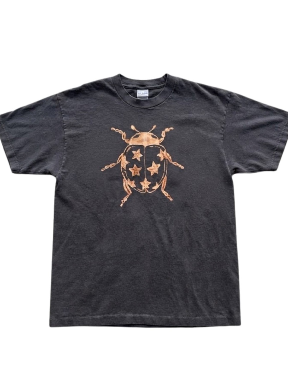 Black Short-Sleeve Tee with Copper Beetle Graphic
